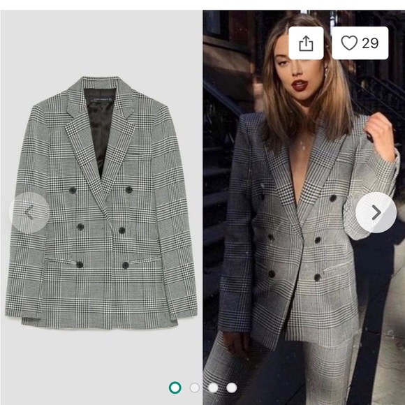 Zara Jackets & Blazers - Zara double breasted gingham blazer
